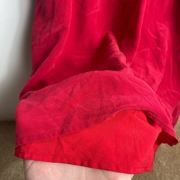 Madewell Red 100% Silk Shirred Dress Women’s Size 6 03501 - Picture 8 of 11